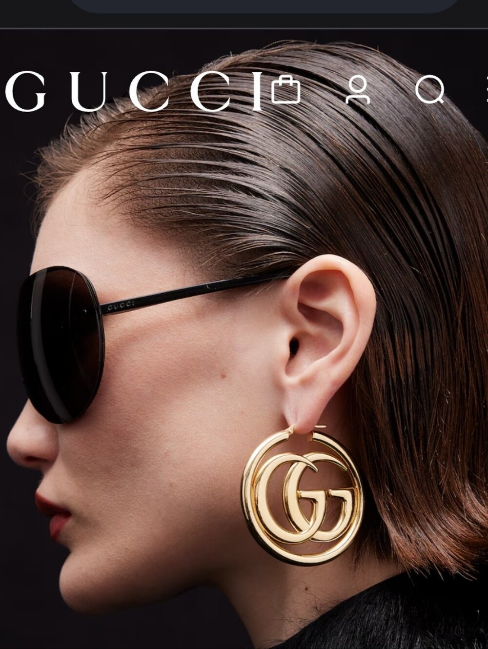 G/ Luxury Brand Gold Interlocking Marmont  GG Hoop Earrings.